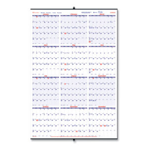 Yearly Wall Calendar, 24 x 36, White/Blue Sheets, 12-Month (Jan to Dec): 2025