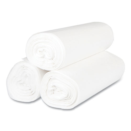 High-Density Commercial Can Liners, 56 gal, 17 mic, 43" x 48", Clear, Interleaved Roll, 25 Bags/Roll, 8 Rolls/Carton