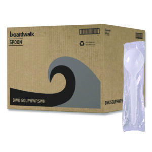 Heavyweight Polystyrene Cutlery, Soup Spoon, Plastic, White, 1,000/Carton