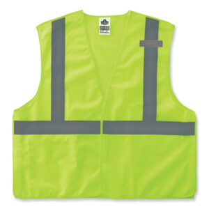 GloWear 8215BA-S Single Size Class 2 Economy Breakaway Mesh Vest, Polyester, 3X-Large, Lime