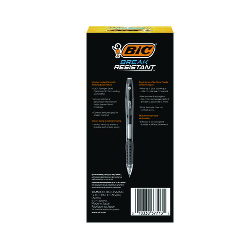 Break-Resistant Mechanical Pencils with Erasers, 0.7 mm, HB (#2), Black Lead, Assorted Barrel Colors, 12/Pack