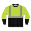 GloWear 8291BK Type R Class 2 Black Front Long Sleeve T-Shirt, Polyester, Medium, Lime