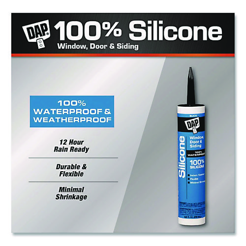 SILICONE PLUS Premium Window, Door and Siding 100% Silicone Sealant, 9.8 oz Tube, Black