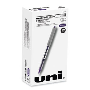 VISION Rollerball Pen, Stick, Fine 0.7 mm, Violet Ink, Silver/Violet/Clear Barrel, Dozen