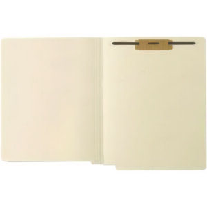 End Tab Fastener File Folder, Embossed Labeling Lines, 0.75" Expansion, 1 Fastener, Letter Size, Manila Exterior, 250/Box