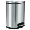 Fire-Resistant Step Pedal Trash Can, 1.3 gal, Plastic/Stainless Steel, Silver