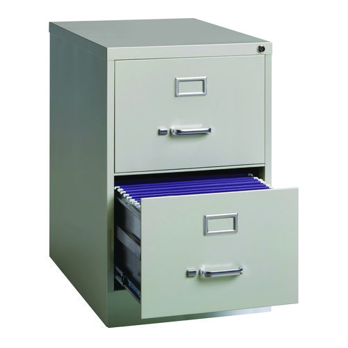 Two-Drawer Economy Vertical File, 2 Legal-Size File Drawers, Light Gray, 15" x 25" x 28.38"