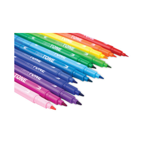 TwinTone Dual-Tip Markers, Extra-Fine/Broad Tips, Assorted Colors, Dozen