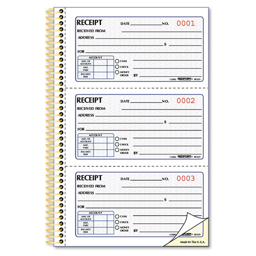 Gold Standard Money Receipt Book, Two-Part Carbonless, 5 x 2.75, 3 Forms/Sheet, 225 Forms Total