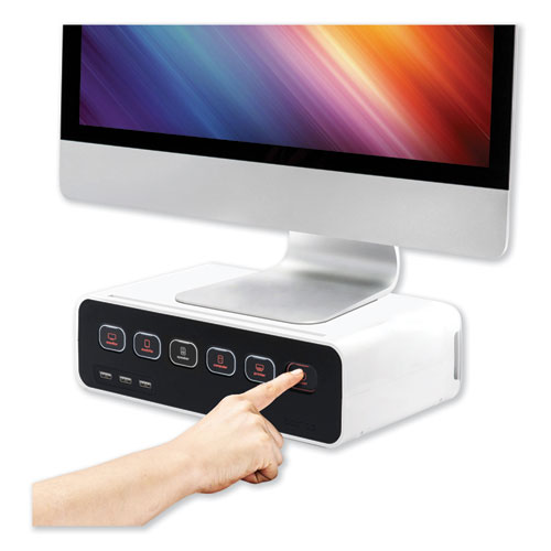 Cable Management Power Hub and Stand with USB Charging Ports, 5 Outlets, 3 USB, 6.5 ft Cord, White