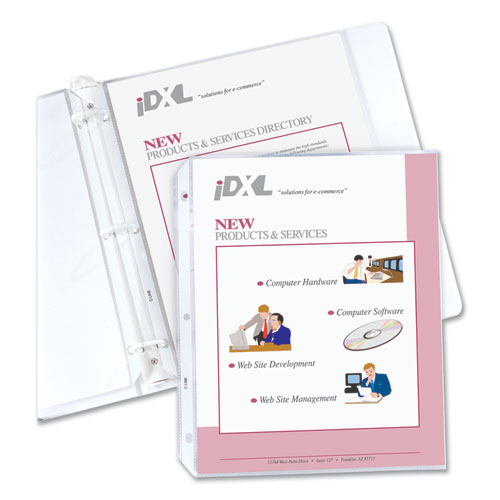 Polypropylene Sheet Protectors, Heavy-Duty, Side: 3-Hole Punched, Top Load 8.5 x 11 Insert, Nonglare Clear Front, 100/Box