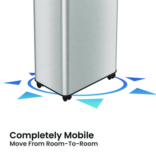 Open Top Trash Can with Wheels, Rectangular, 16 gal, Plastic/Stainless Steel, Silver