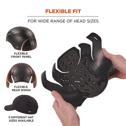 Skullerz 8947 Lightweight Baseball Hat and Bump Cap Insert, Medium/Large, Black