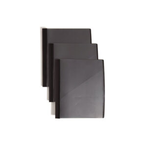 Clear Front Poly Report Cover, Double-Prong Fastener, 0.5" Capacity, 8.5 x 11, Clear/Black, 5/Pack