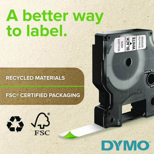 D1 Standard Labels, 0.50" x 23 ft, Black Print on Clear Tape