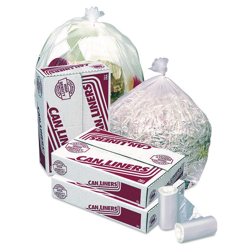 High-Density Coreless Mini-Roll Can Liners, 30 gal, 10 mic, 30" x 37", Natural, Perforated Roll, 500/Carton