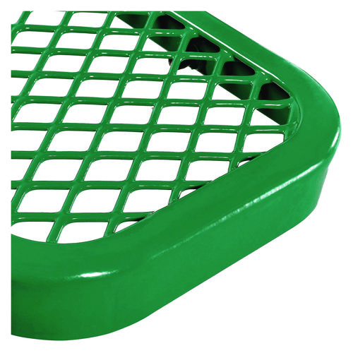 Expanded Steel Bench With Back, 72" x 24" x 33", Green Seat/Back, Black Base