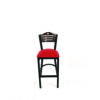 Eagle Series Barstool, Supports Up to 300 lb, 28.5" Seat Height, Red Seat, Dark Walnut Back, Black Base
