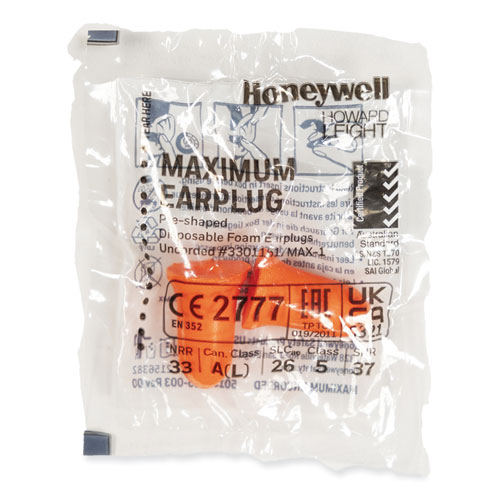 MAXIMUM Single-Use Earplugs, Cordless, 33NRR, Coral, 200 Pairs