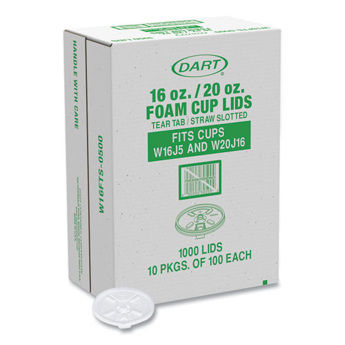 Lids for Foam Cups and Containers, Fits 16 oz/20 oz Hot Cups, Plastic, Translucent, 1,000/Carton
