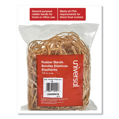 Rubber Bands, Size 19, 0.04" Gauge, Beige, 4 oz Box, 310/Pack