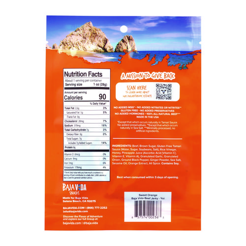 Beef Jerky Sweet Orange Snack Pack, Sweet Orange, 1 oz Packet, 12/Carton