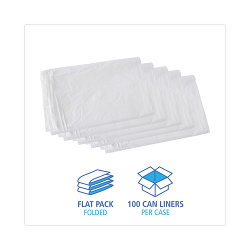 Linear Low Density Industrial Can Liners, 30 gal, 0.9 mil, 30" x 36", White, Flat Pack, 100/Carton