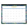 Meadow Blue Desk Pad Calendar, Floral Artwork, 22 x 17, White/Multicolor Sheet, Black Headband, 12-Month (Jan to Dec): 2025