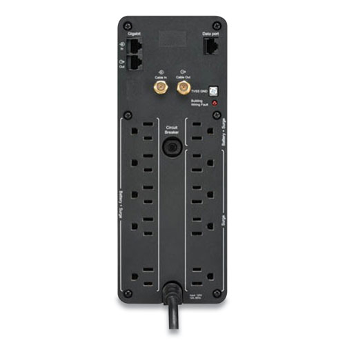 BR1000MS Back-UPS PRO BR Series SineWave Battery Backup System, 10 Outlets, 1,000 VA, 1,080 J