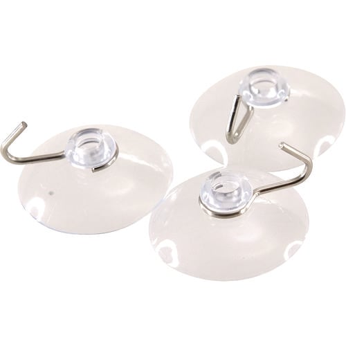 Suction Cup with Hook, Metal Silver Hook, 50/Box