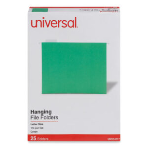 Deluxe Bright Color Hanging File Folders, Letter Size, 1/5-Cut Tabs, Bright Green, 25/Box