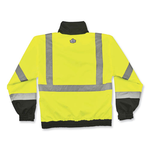 GloWear 8379 Class 3 Hi-Vis Fleece Lined Bomber Jacket, Lime, 2X-Large
