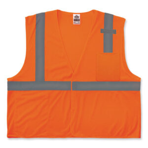 GloWear 8210HL-S Single Size Class 2 Economy Mesh Vest, Polyester, 2X-Large, Orange