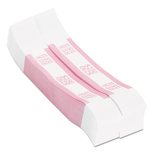 Currency Straps, Pink, $250 in Dollar Bills, 1000 Bands/Pack