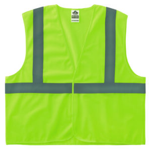GloWear 8205HL-ECO Class 2 Recycled Hi-Vis Vest, Mesh, Polyester, X-Small, Lime