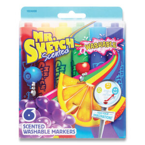 Scented Watercolor Marker Penny Candy Set, Broad Chisel Tip, Assorted Penny Candy Colors, 6/Pack