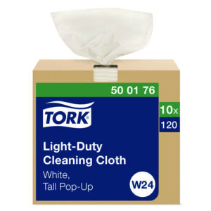 Light Duty Cleaning Cloth Pop Up Box, 1-Ply, 8.3 x 16.1, White, 120 Cloths/Pack, 10 Packs/Carton