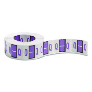 A-Z Color-Coded End Tab Filing Labels, Q, 1 x 1.25, White, 500/Roll