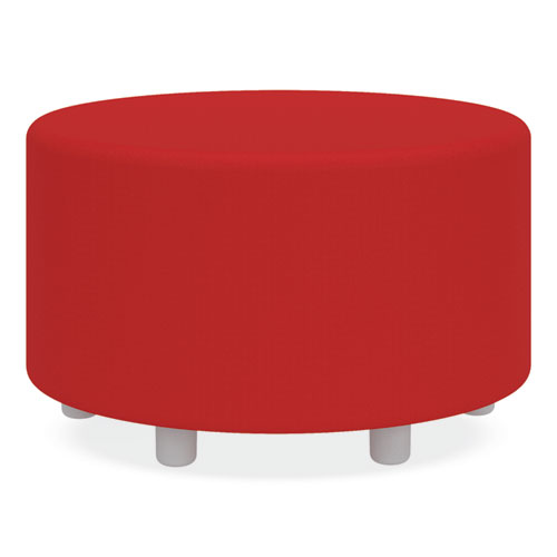 Learn 30" Cylinder Vinyl Ottoman, 30" x 30" x 18", Red