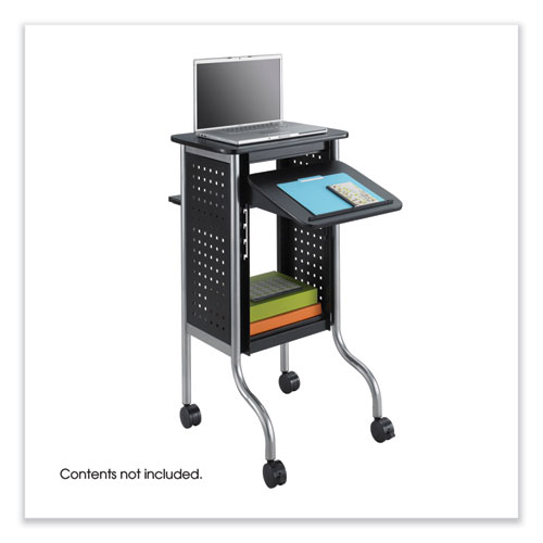 Scoot Presentation Cart, 50 lb Capacity, 4 Shelves, 21.5" x 30.25" x 40.5", Black