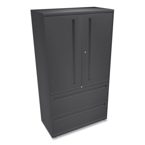 Brigade 700 Series Lateral File, Three-Shelf Enclosed Storage, 2 Legal/Letter-Size File Drawers, Charcoal, 36" x 18" x 64.25"