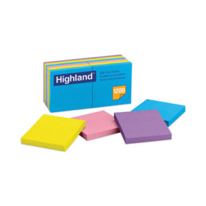 Self-Stick Notes, 3" x 3", Assorted Bright Colors, 100 Sheets/Pad, 12 Pads/Pack