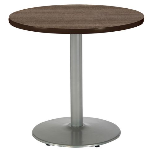 Pedestal Table with Four Black Kool Series Chairs, Round, 36" Dia x 29h, Studio Teak