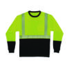 GloWear 8281BK Class 2 Long Sleeve Shirt with Black Bottom, 3X-Large Long, Lime