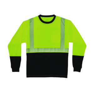 GloWear 8281BK Class 2 Long Sleeve Shirt with Black Bottom, 3X-Large Long, Lime