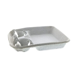 EarthChoice Carry-Safe Beverage Carrier, 8 oz to 24 oz, Two Cups + Food Tray, Natural, 200/Carton