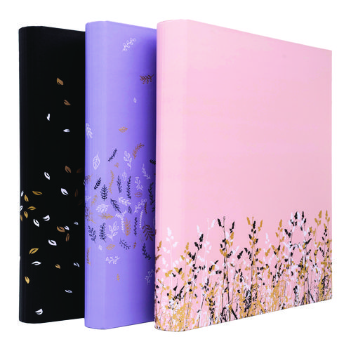 Rollbound Binder, 3 Rings, 1" Capacity, 11 x 8.5, Lilac/Black/Gold/White