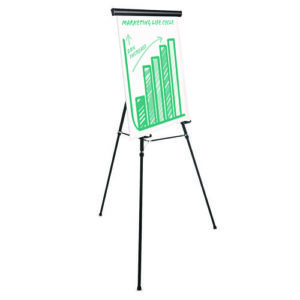 Heavy-Duty Adjustable Presentation Easel, 69" Maximum Height, Metal, Black