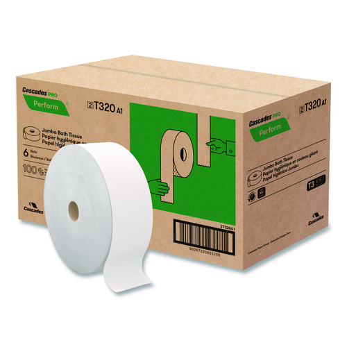 Cascades Perform Jumbo Toilet Paper, 2 Ply, White (T320)