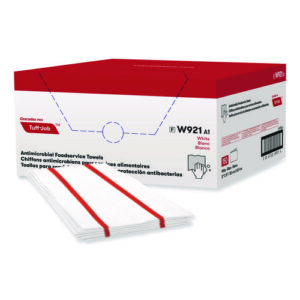 Tuff-Job S900 Antimicrobial Foodservice Towels, 12 x 24, White/Red, 150/Carton
